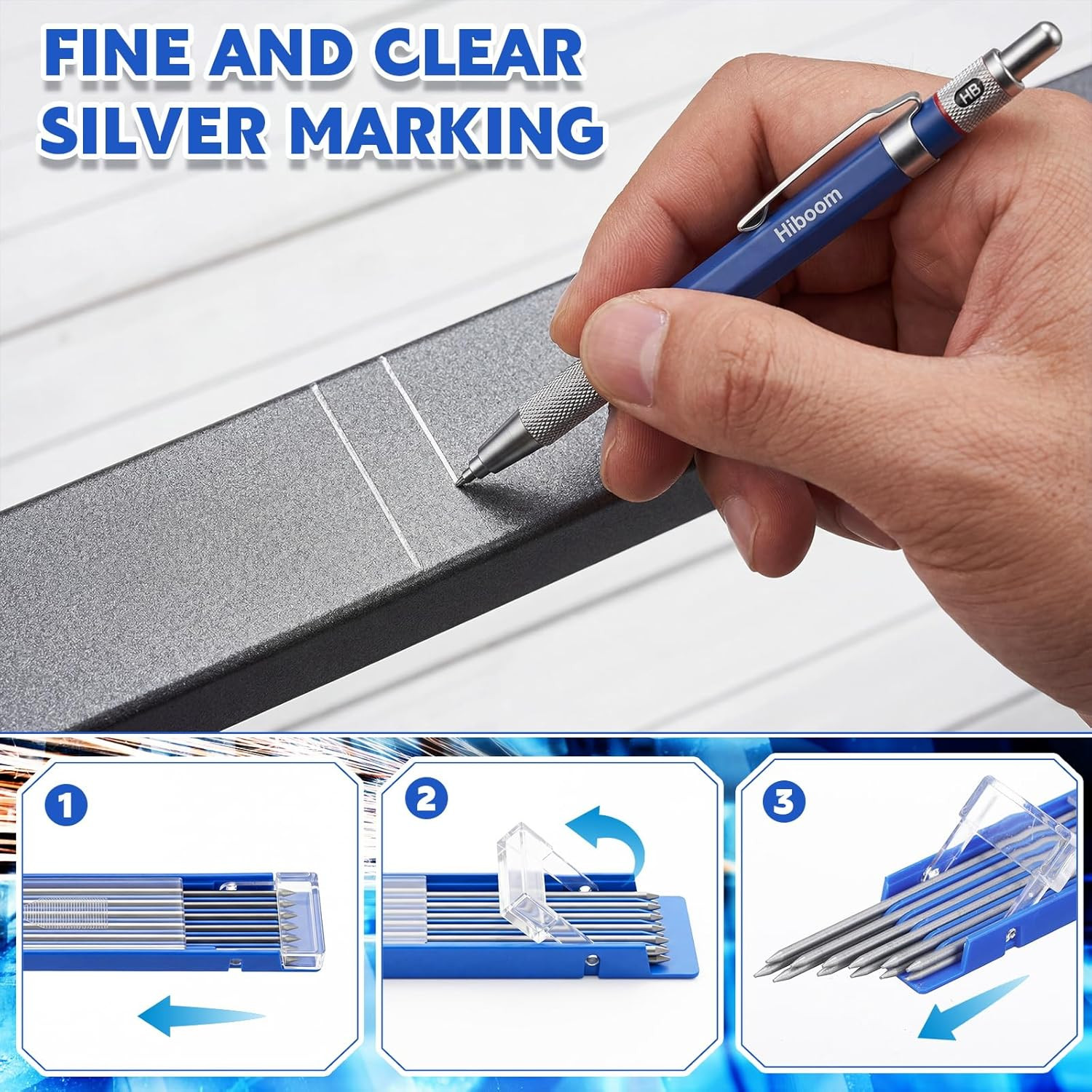 6 Pcs Welders Pencil with 72 Silver round Refills, 2 Mm round Lead Mechanical Me