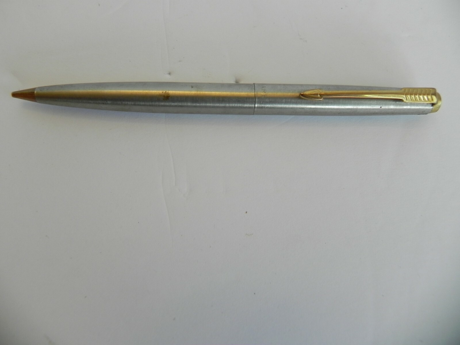 Vintage 1970’s Parker 45 Flighter Stainless Steel Mechanical Pencil Gold Trim