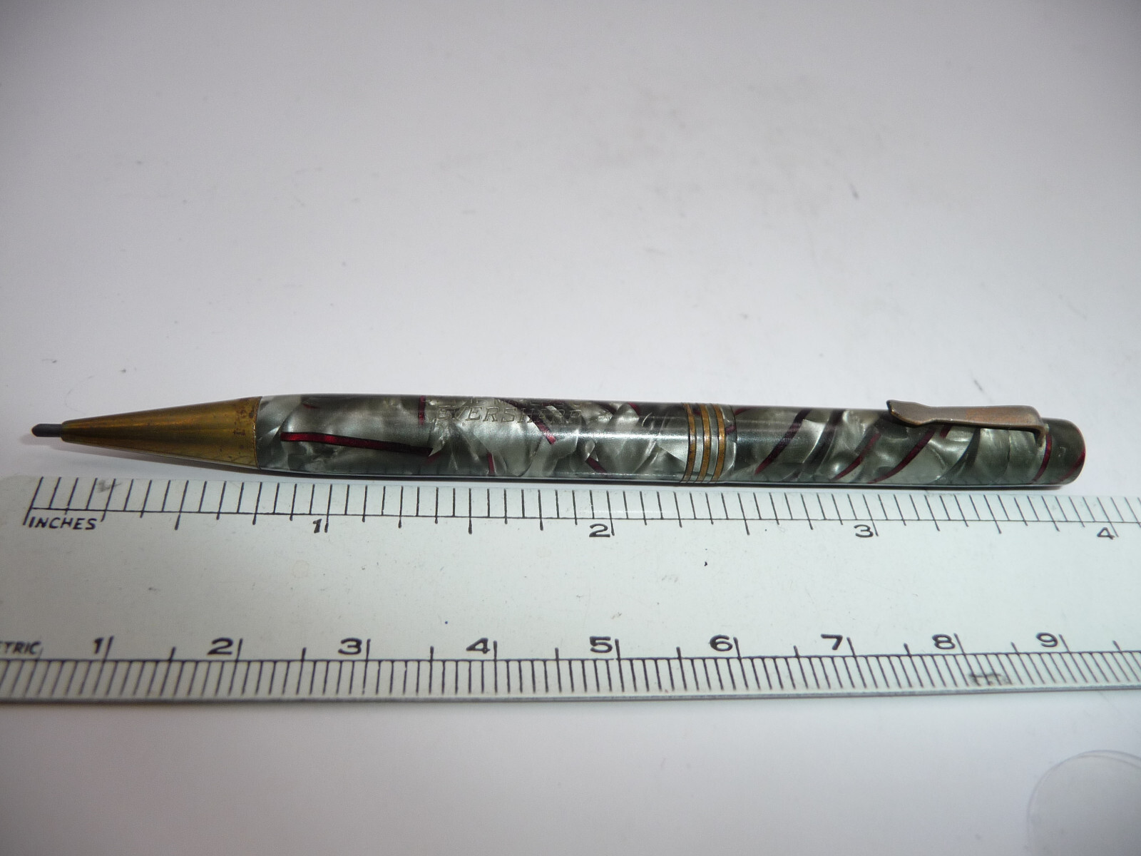 Eversharp Vintage Bantam Gray with red streaks marble pencil working