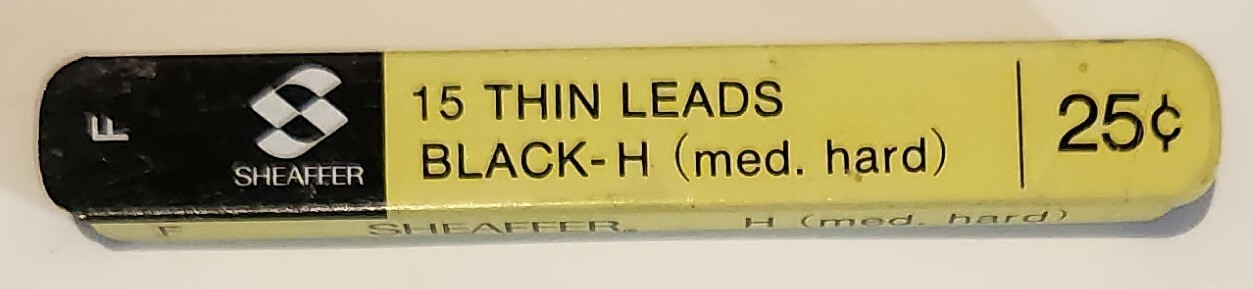 SHEAFFER BLACK LEADS TYPE F BLACK-H MEDIUM HARD 8 PIECES