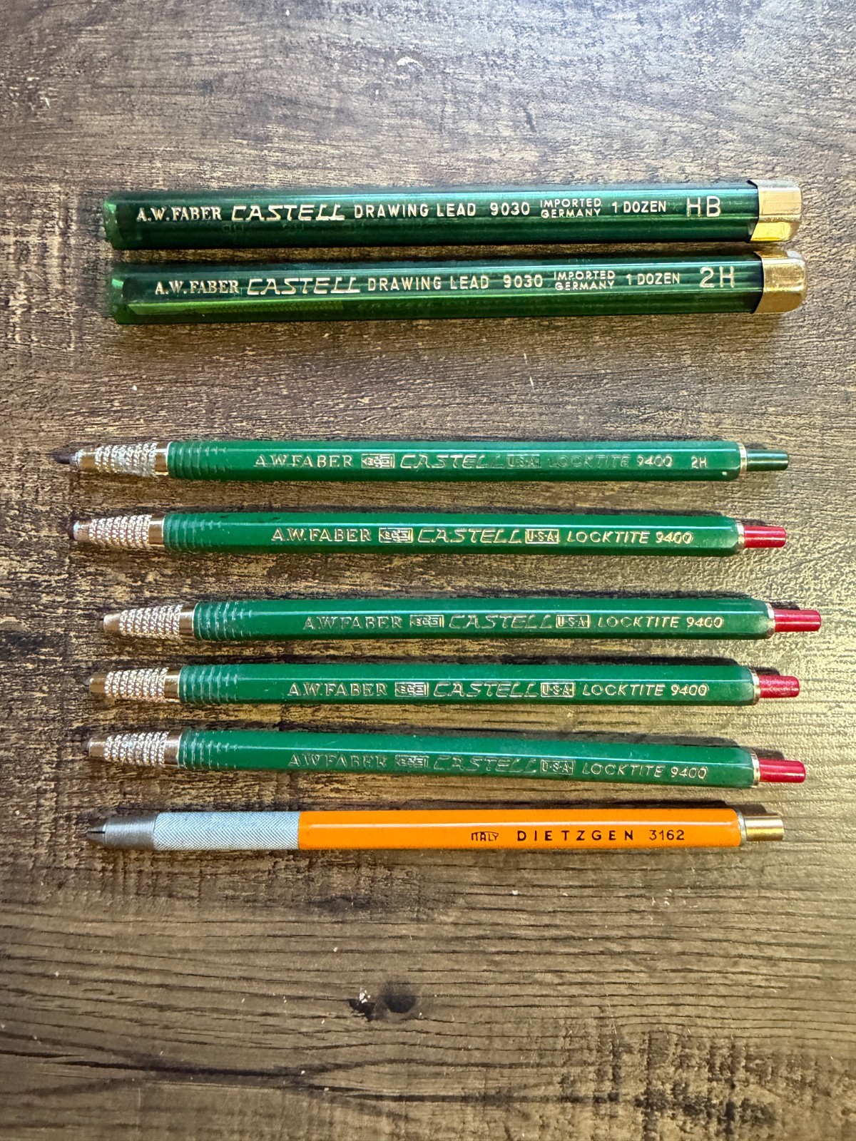 5 – AW faber Castell Lead Holder Pencils 9400 & 1 – Dietzgen 3162 w/Extra Lead