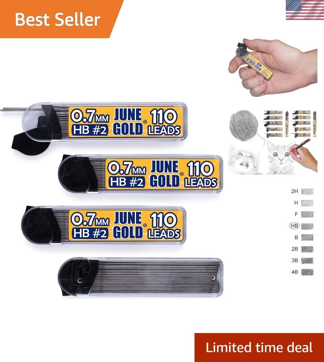 Versatile 440-Pack of 0.7 mm HB Graphite Leads – Ideal for Tests and Writing