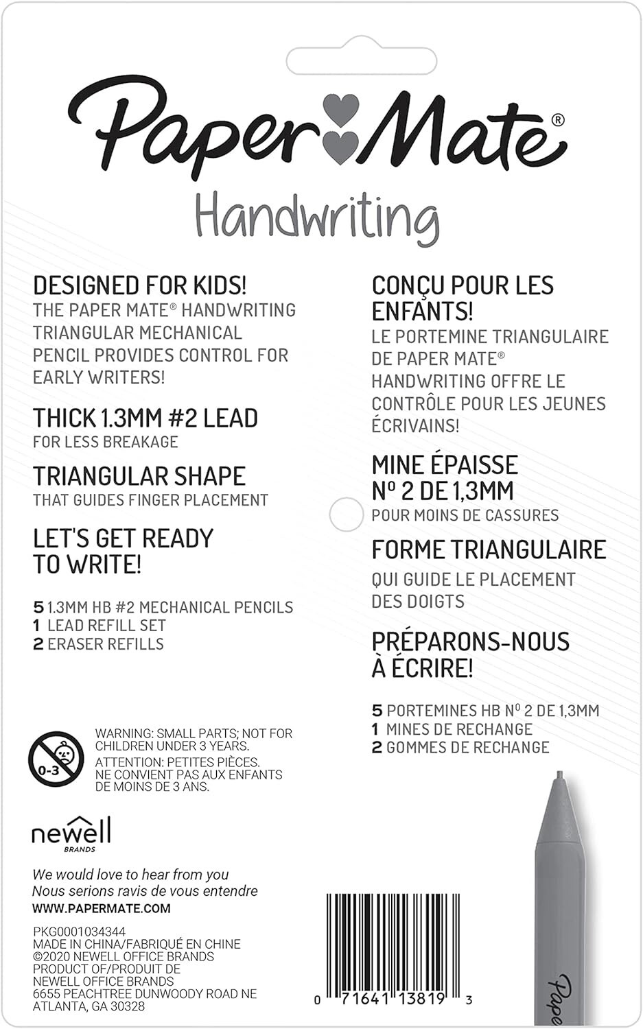 Paper Mate Handwriting Triangular Mechanical Pencil Set with Lead & Eraser Refil