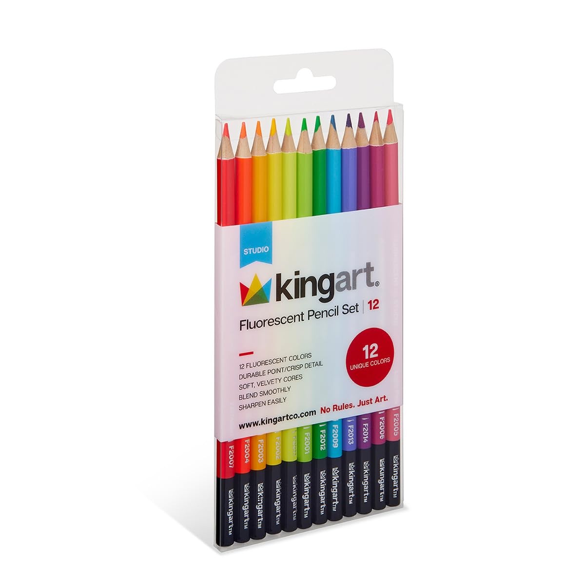 KINGART Neon Colored Pencils, 12 pc, for Adult 12 Count (Pack of 1),