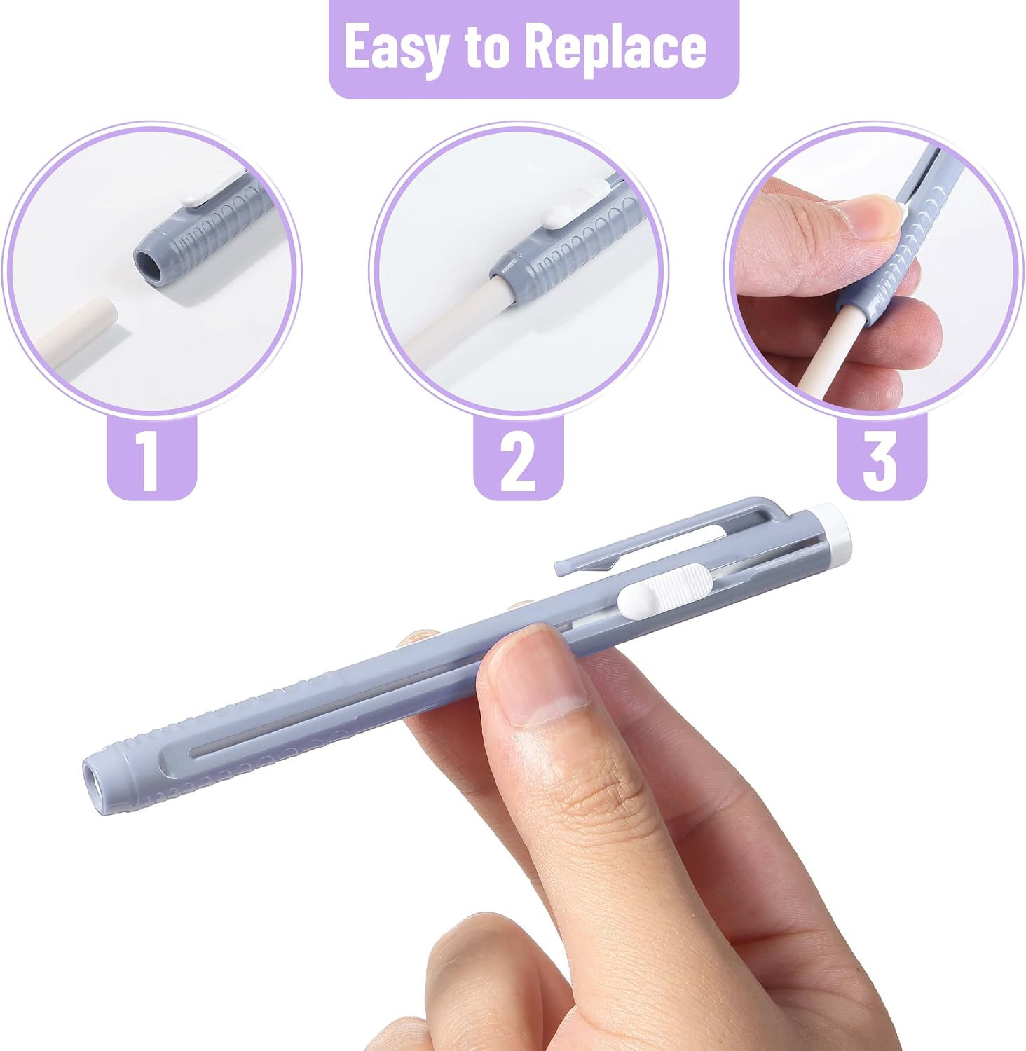 – Retractable Mechanical Eraser Pens, 6 Pack, Ice Cream Colors | Latex-Free Prec
