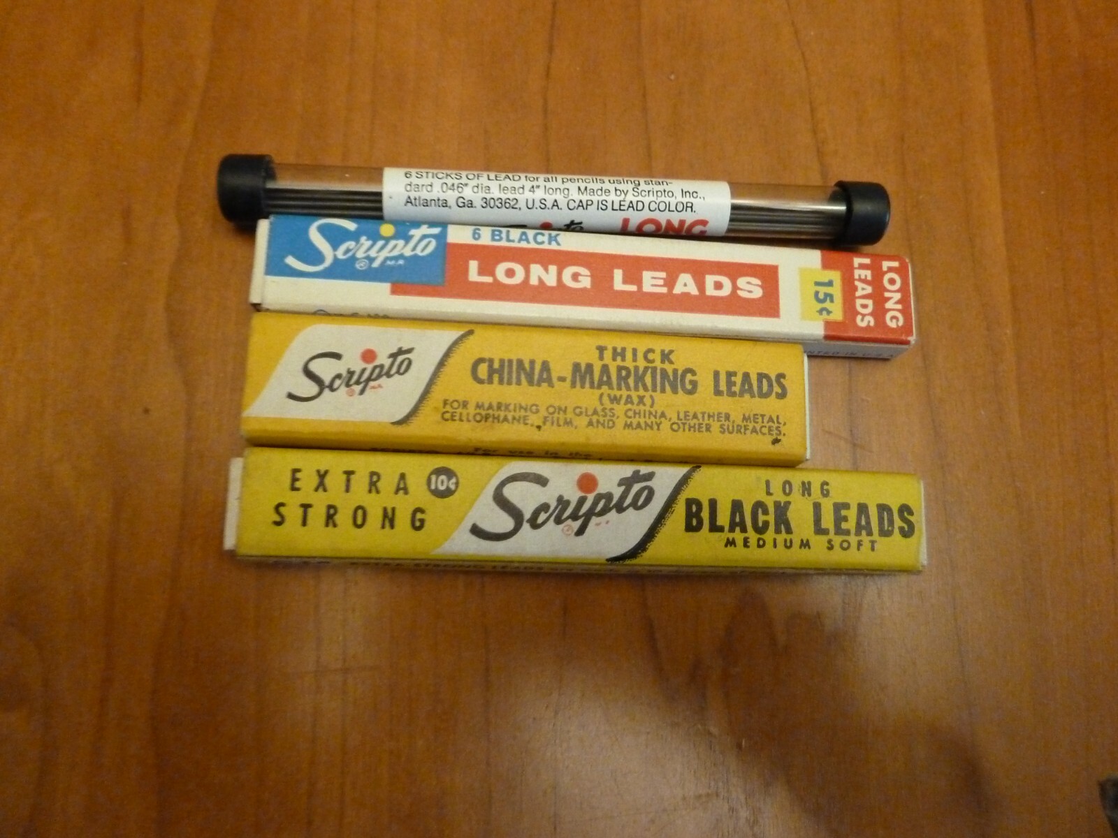 Vintage Scripto Long Leads China marking leads black 4 pc lot Mechanical Pencils