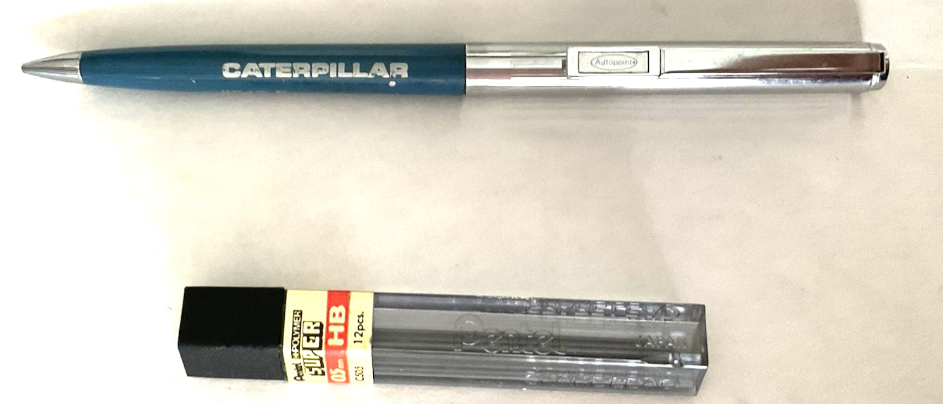 Vintage Autopoint Mechanical Pencil Caterpillar Advertising Includes 1 Tube Lead