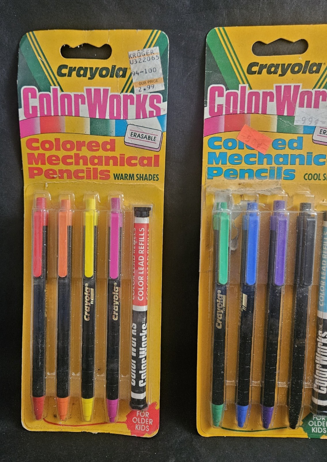 Three Packs 1988 Crayola Color Works Erasable Mechanical Lead Pencils NOS