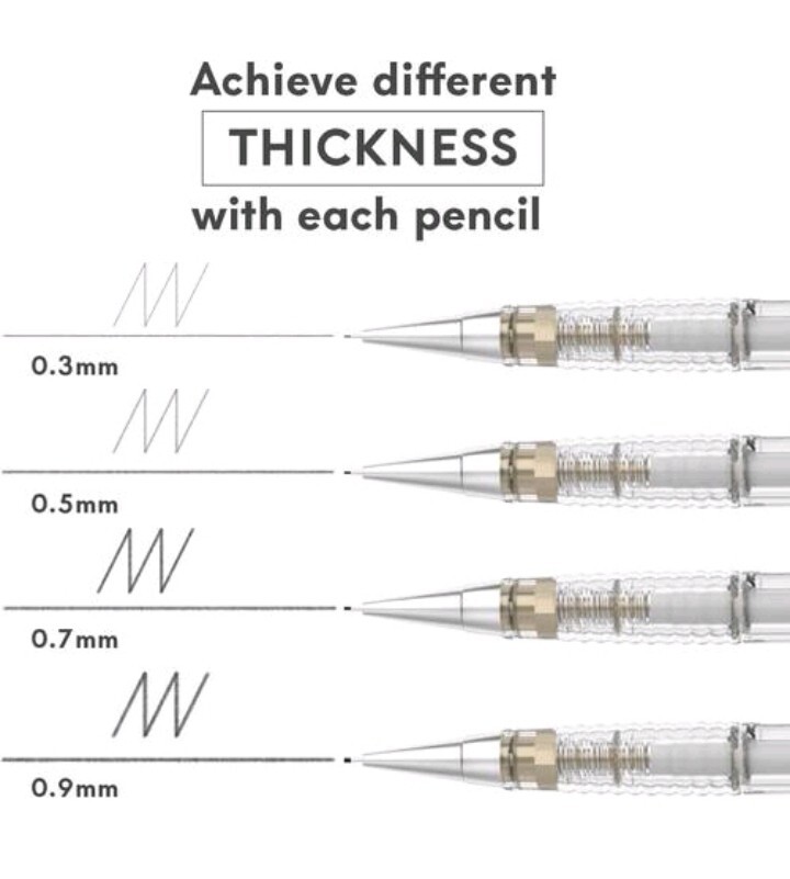MozArt Supplies® Mechanical Pencil Set – 4 Sizes: 0.3, 0.5, 0.7 & 0.9mm + Refill