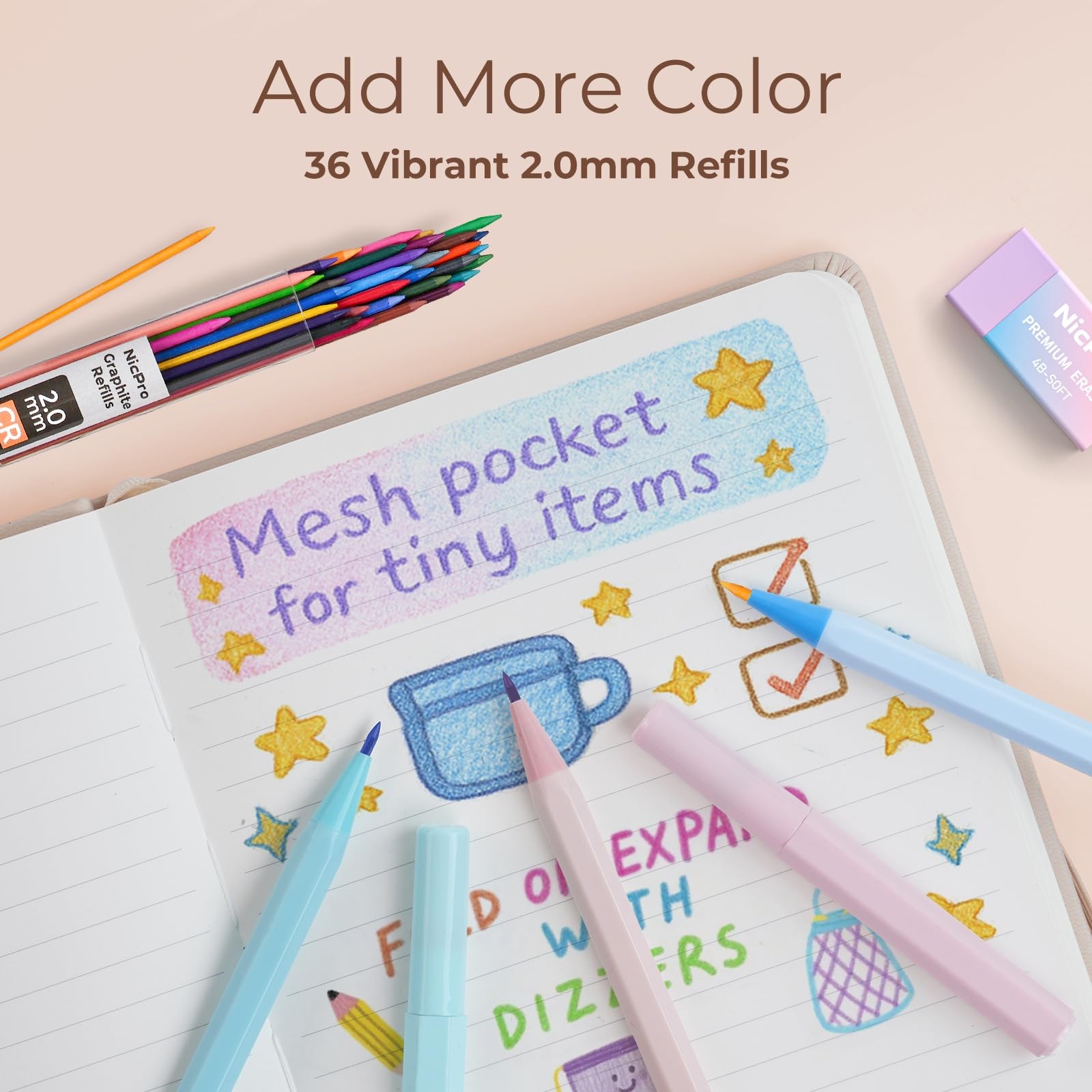 Nicpro 45PCS Aesthetic School Supplies with Pencil Case, Pastel 45 PCS, Blue