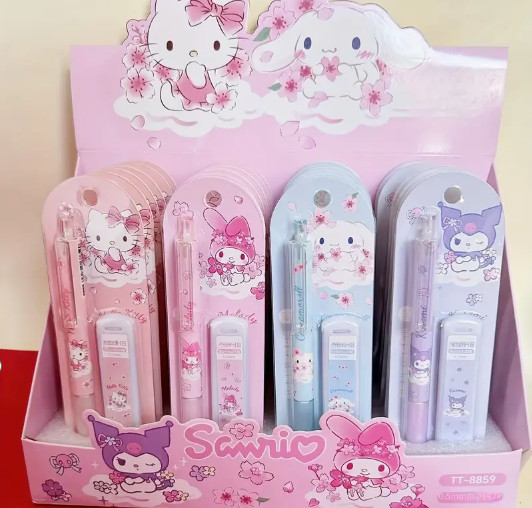 4pcs San Rio Cute Cartoon Mechanical Pencils Sketch Writing Stationery 0.5 mm