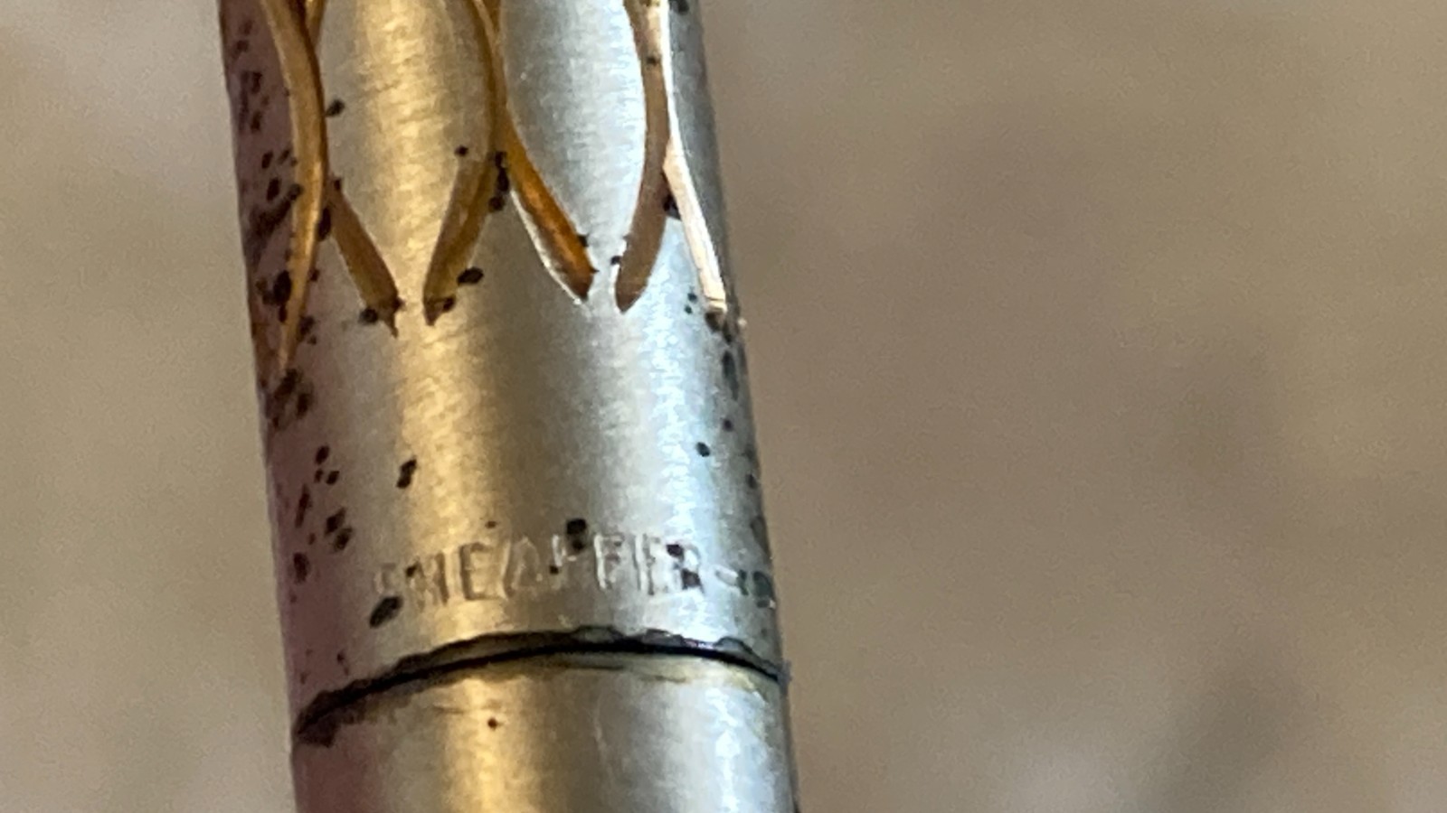 Vtg 1960s Lady Sheaffer Tulle Pattern Twist Mechanical Pencil Silver Gold Toned