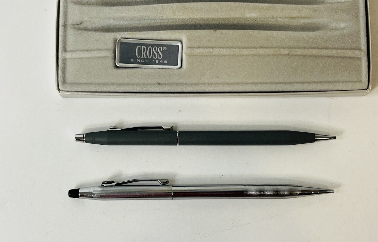 2 Vintage Cross Chrome Silver Gray Pencil Set GE General Electric Mixed Set 2101