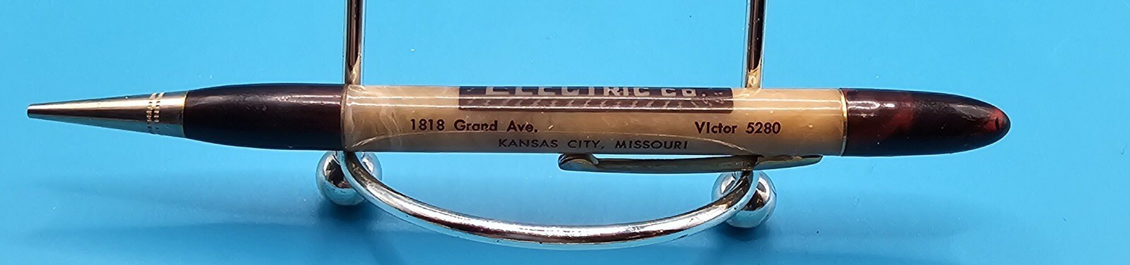 Redi Point Pencil Brown Tan Mother Of Pearl Marbled Look Advertisement KCMO Vtg