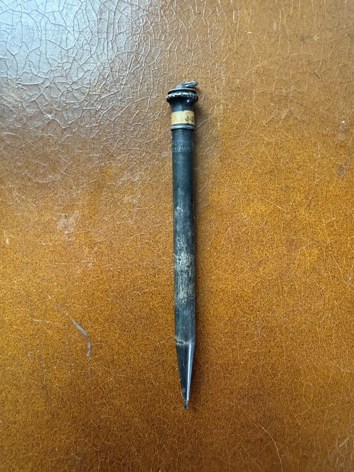 Antique 1920s Superite Silver Filled Ring Top Mechanical Pencil Pendant DeWitt