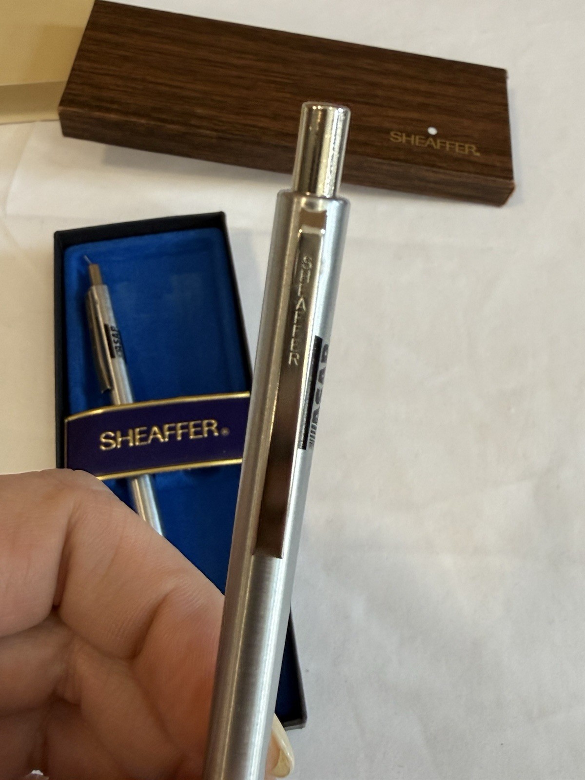 Sheaffer Vintage White Dot Silver Ballpoint Pen & Mechanical Pencil Set