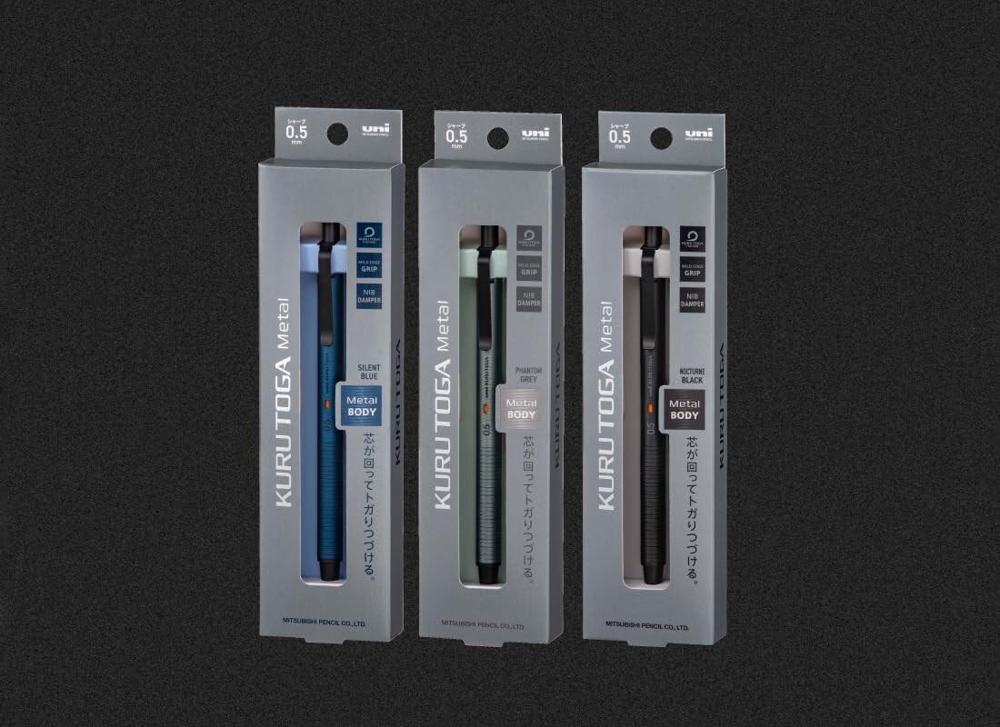 Uni Kuru Toga Metal 0.5mm Mechanical Pencil M5-KH Phantom Grey Kurutoga Gift