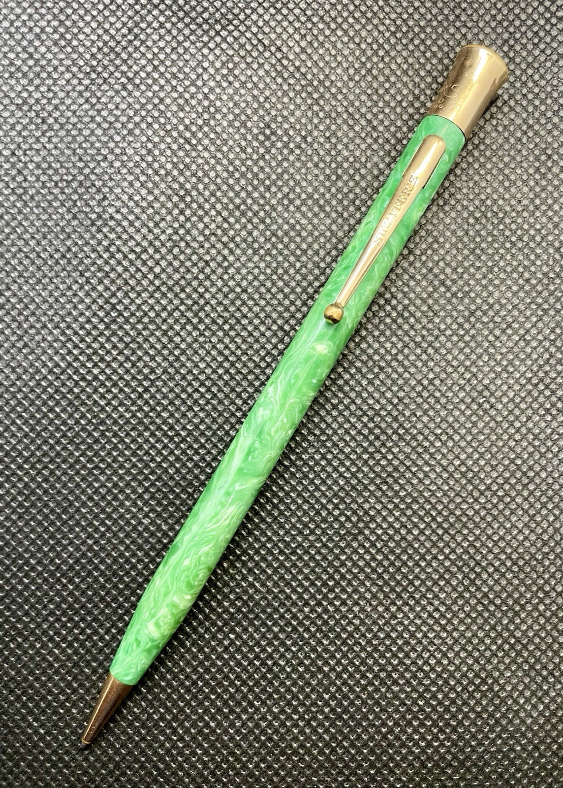 Sheaffer Lifetime Thin Jade Green w/Gold Trim 1.1mm Pencil – 1920’s