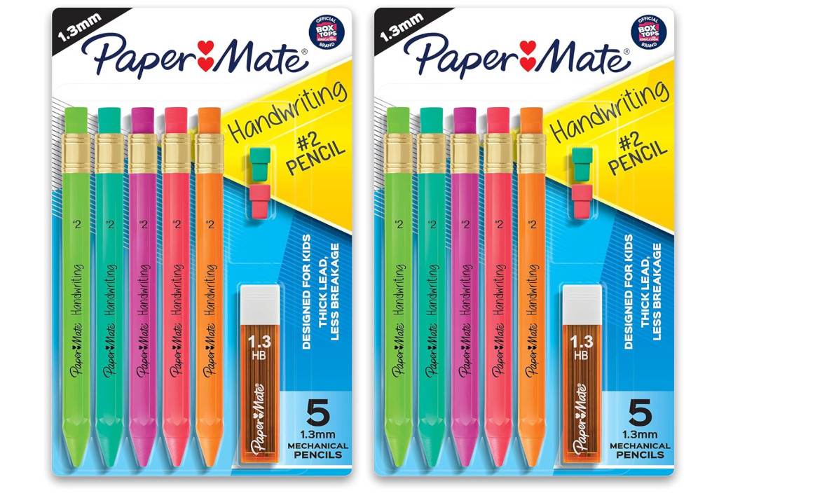 2-5 Packs: Paper Mate Handwriting #2 Mechanical Pencils w/Refills, 1.3mm 3B