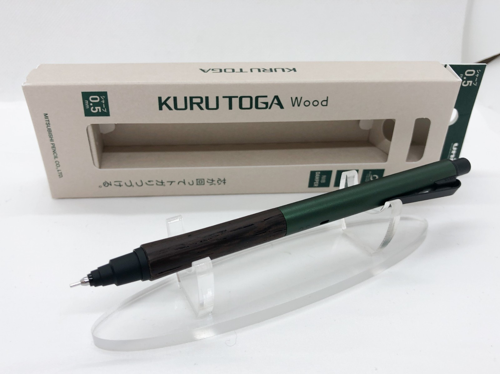 Mitsubishi Pencil uni Kuru Toga Wood Mechanical Pencil – Forest Green (0.5mm)