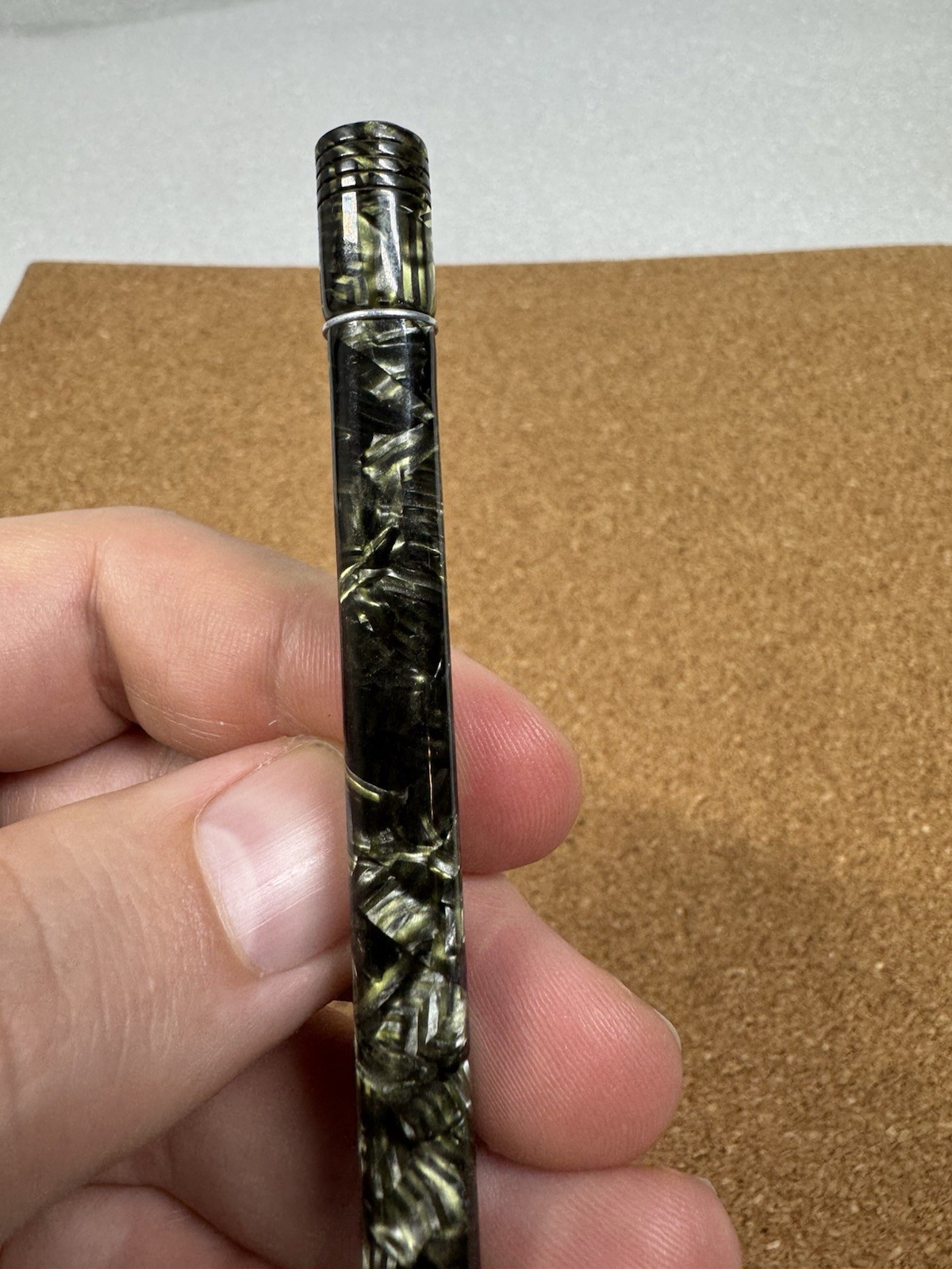 Antique Eversharp 4 Square Green Pattern Celluloid Mechanical Pencil Chrome Trim