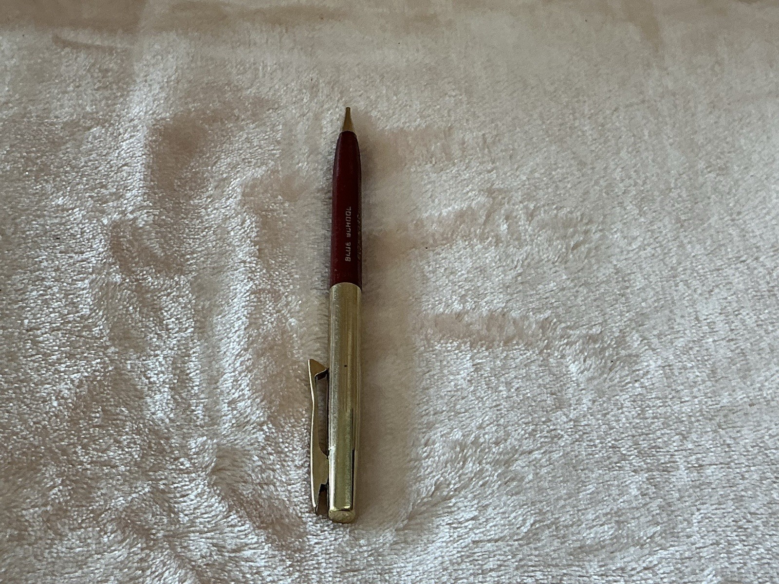 Maroon And Gold Colored Vintage Mechanical Pencil Blue School