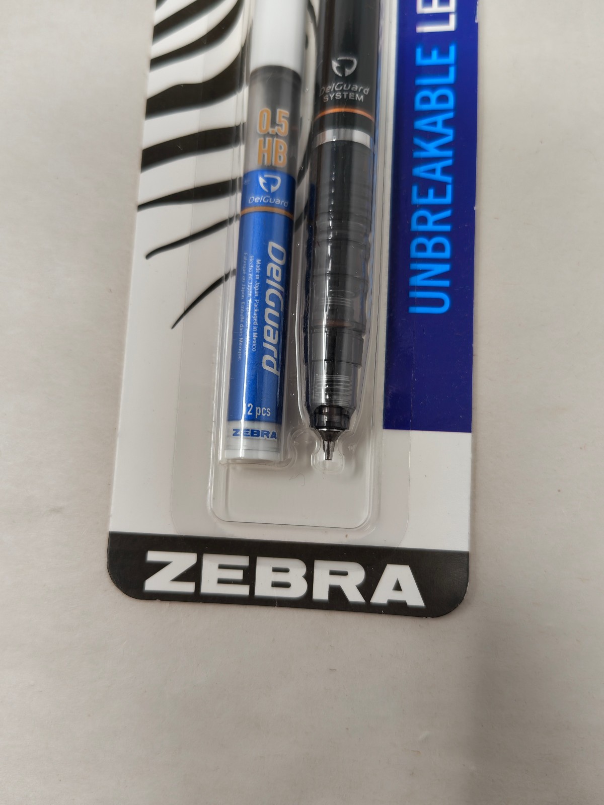 Zebra DelGuard Mechanical Pencil Unbreakable .5 mm HB Fine Point Black