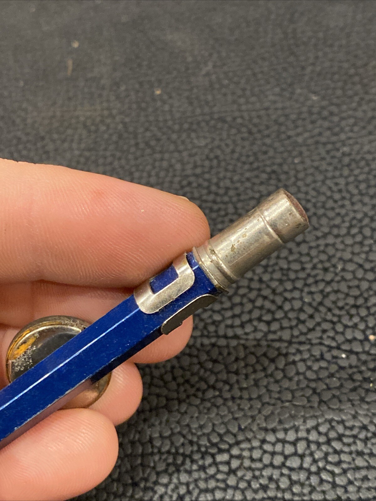 VTG 1930’s SCRIPTO 4-47 Blue STARRETT TOOLS Advertising Button Mechanical Pencil