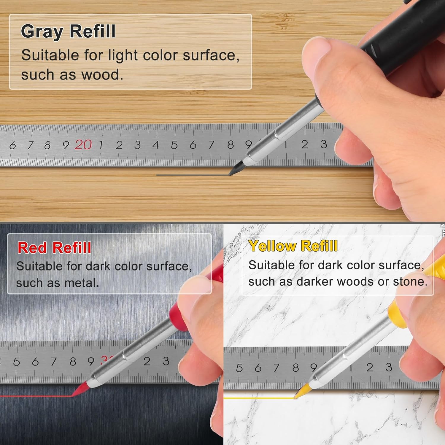 3 Pack Mechanical Carpenter Pencils with 36 Refills for Woodworking Architect