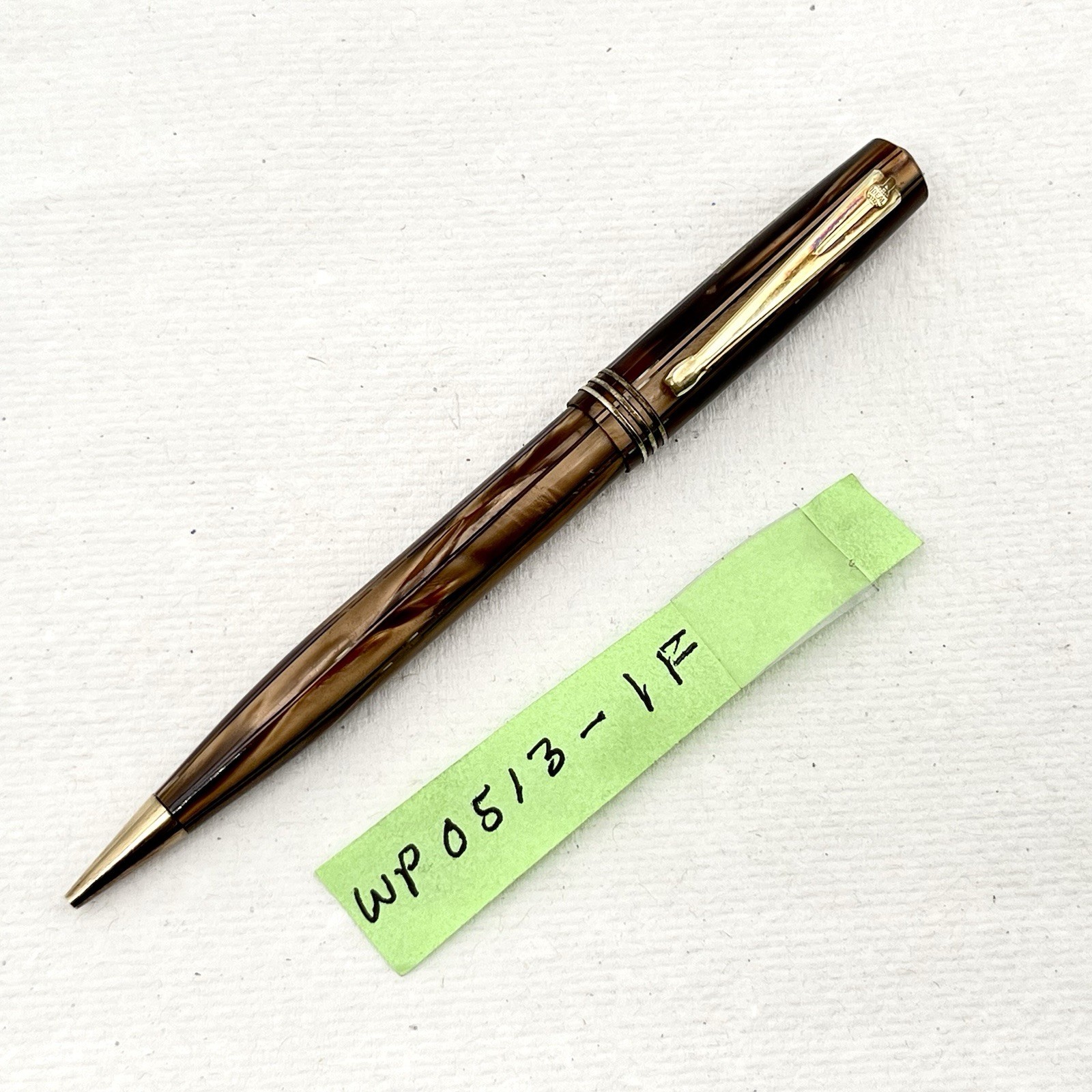 Waterman Blue Streak Brown Pearl Celluloid Click Mechanical Pencil 5″ 1.1mm