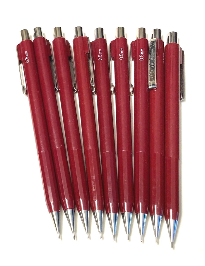 SKILCRAFT Mechanical Pencils Burgundy Red 0.5mm Metal Clip Vintage 9 Piece Set