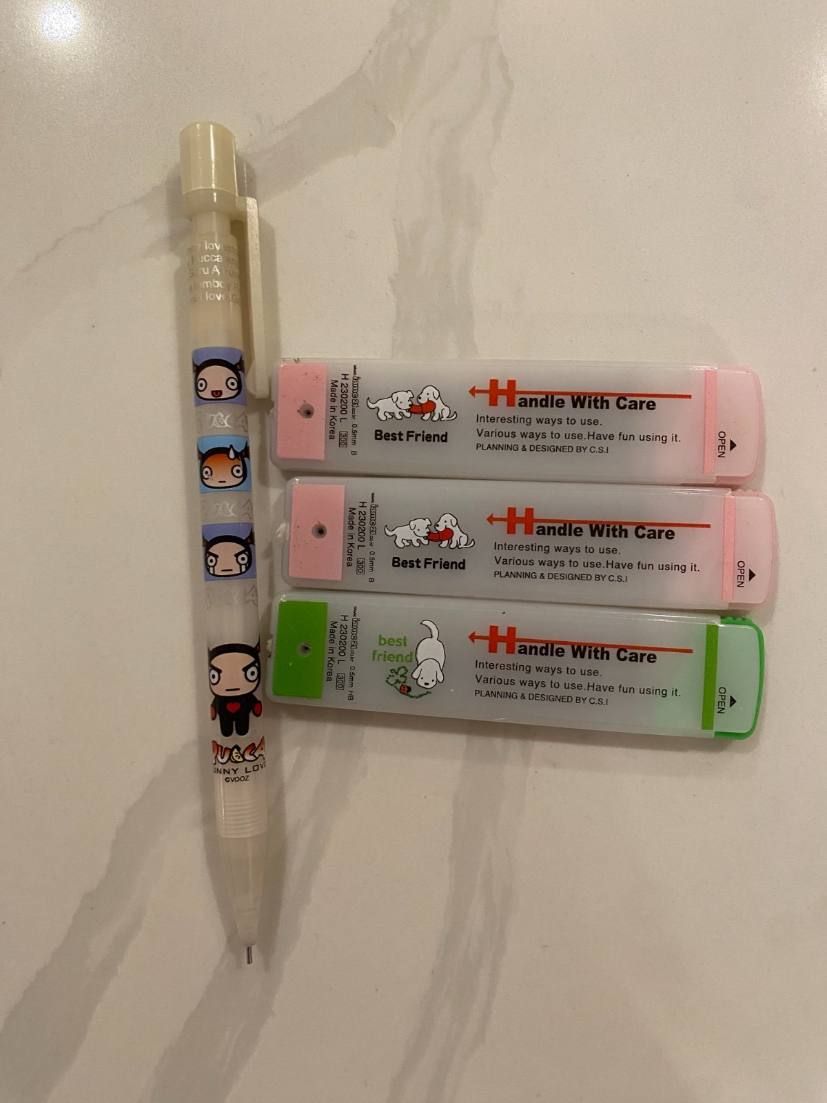 VINTAGE Pucca Mechanical Lead Pencil w/ Refills Korea Rare Collectible