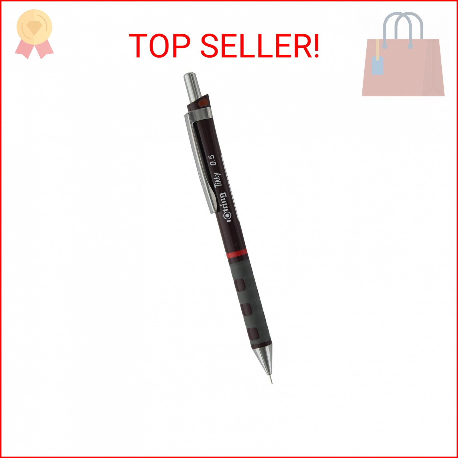 Rotring Tikky Mechanical Pencil, 0.5 mm, Burgundy, Single (1904691)