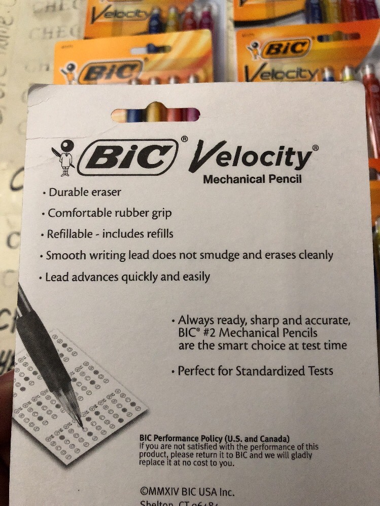 6X BIC Velocity Original Mechanical Pencil, Medium Point (0.7mm), 4-Count