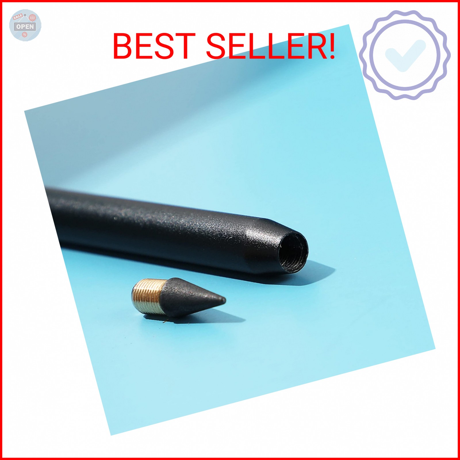 2pcs Metal Inkless Pencil with BONUS 2 Replaceable Nibs, Metal Inkless Pen Erasa