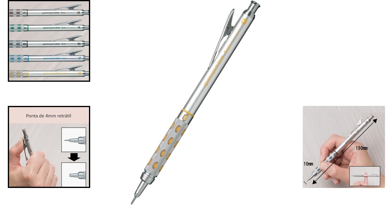 Refillable Yellow Graph Gear 1000 0.9mm Mechanical Pencil – Durable & Elegant