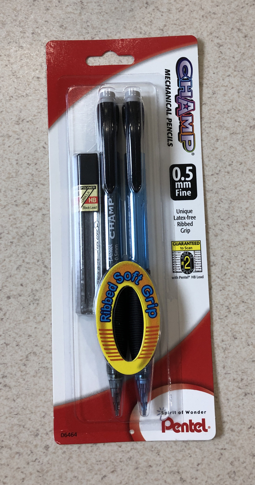Pentel Champ Mechanical Pencils – Charcoal & Light Blue Barrels 2 Pk .5 mm Lead