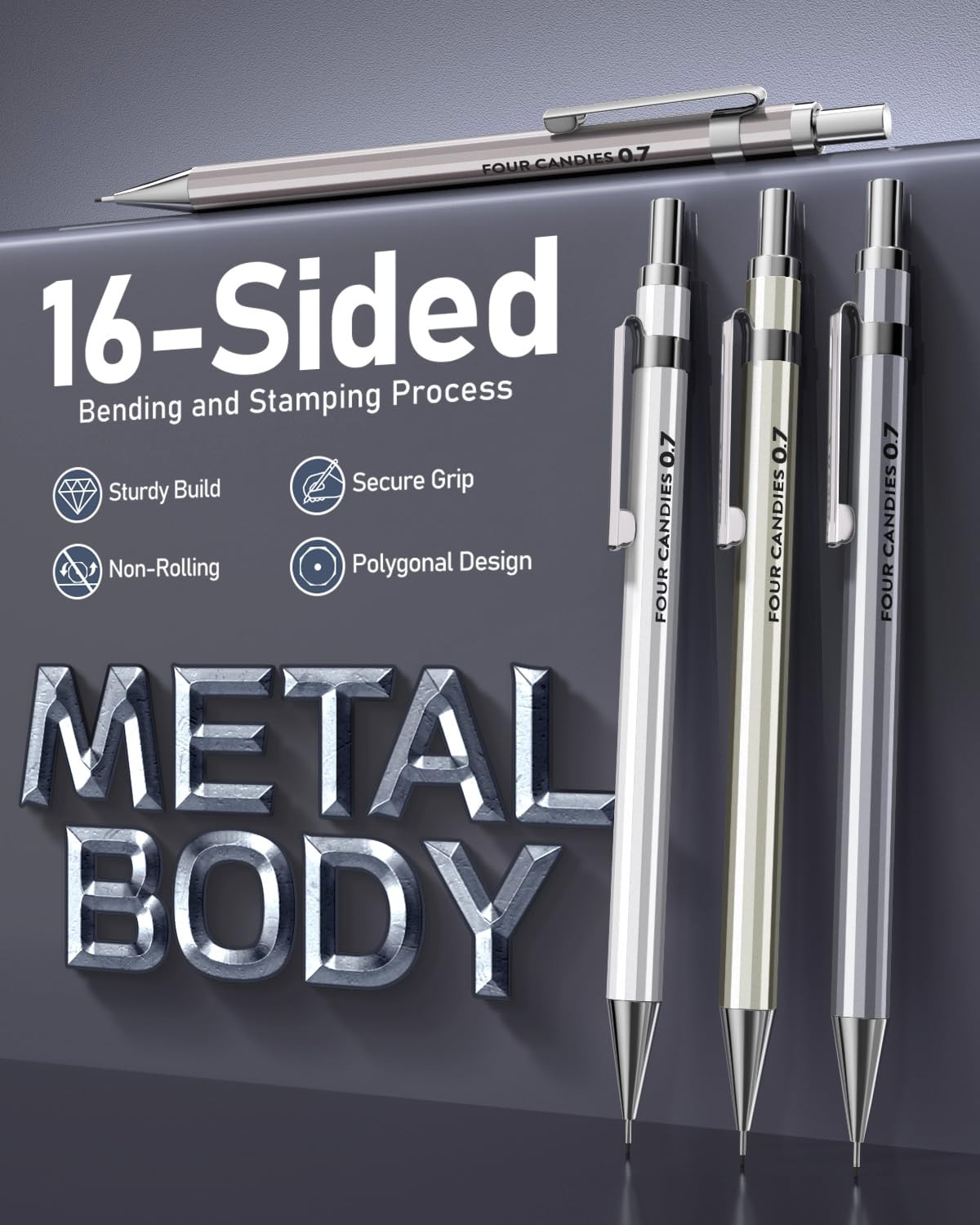 8PCS Metal Mechanical Pencils – 0.5 & 0.7mm with 8 Tubes HB #2 Lead Refills, …