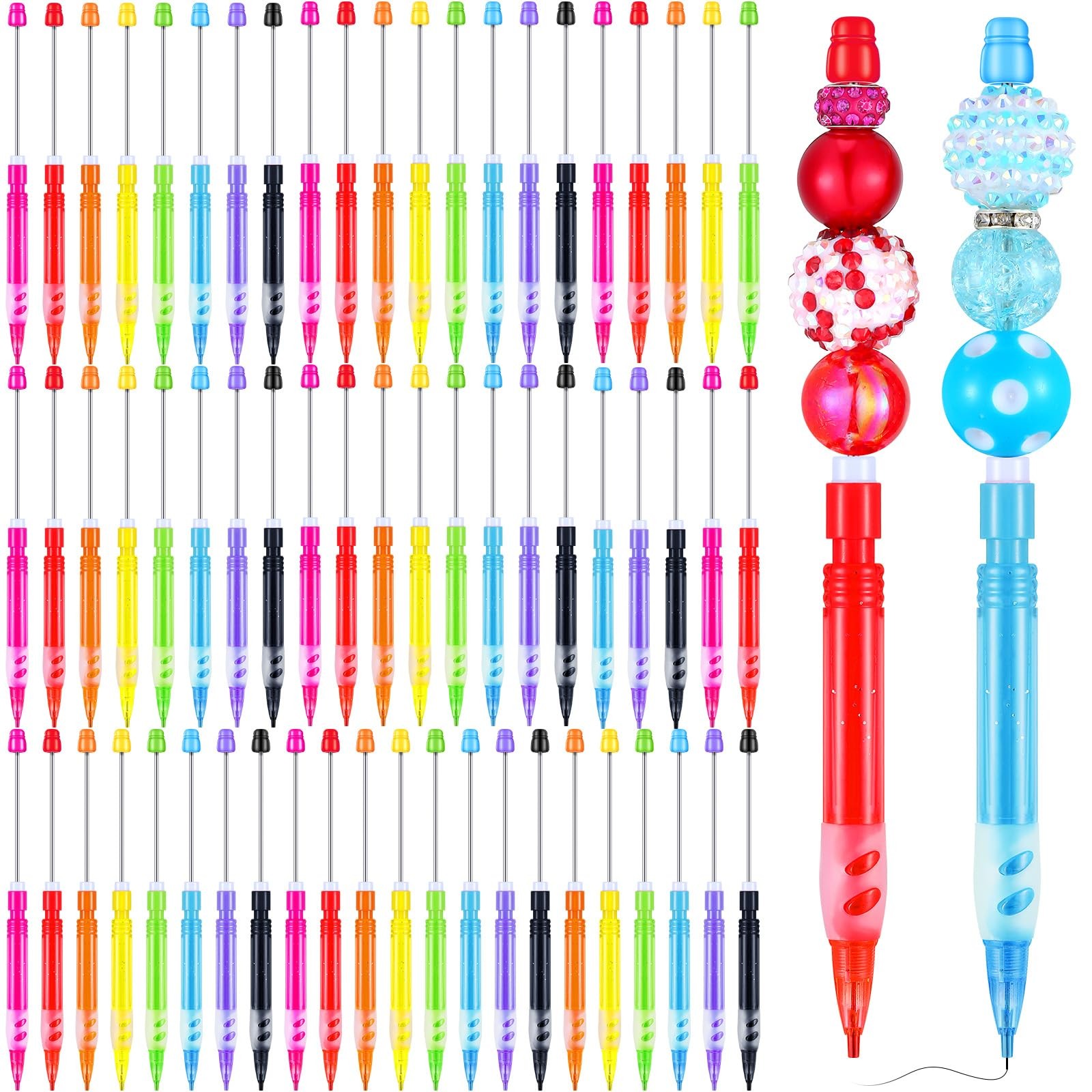 64 PCS Beadable Mechanical Pencil 0.7mm Kit With Silicone Hand Guard