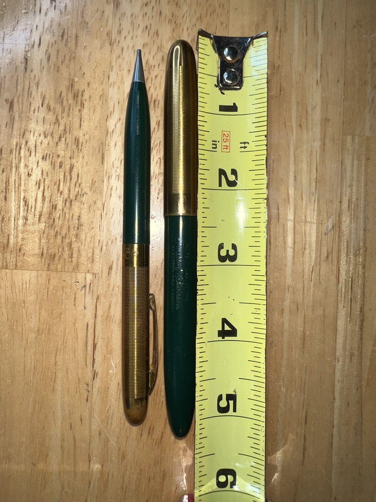 Vintage Sheaffer’s Fineline Green & Gold Twist Mechanical Pencil & Pen Set USA