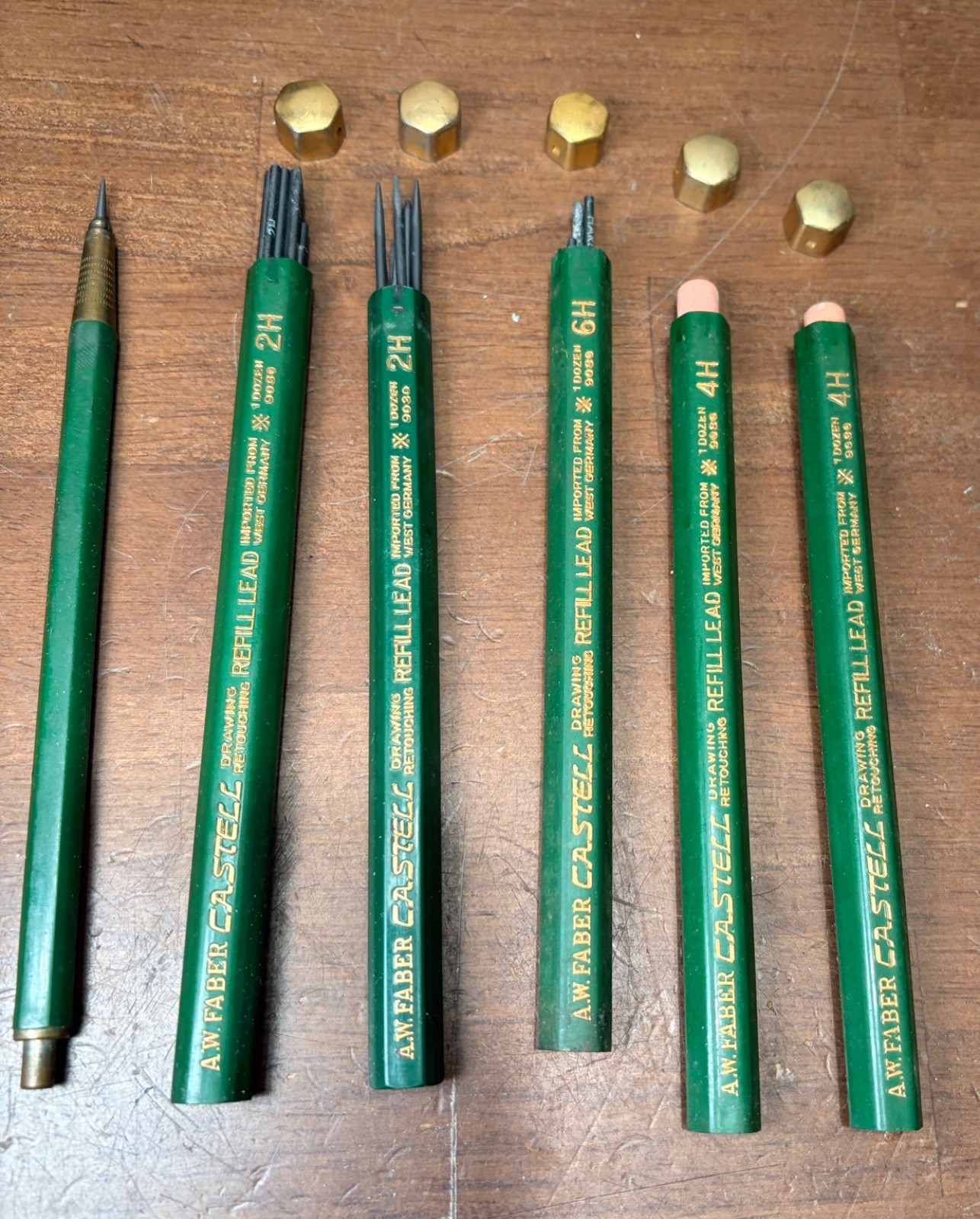 Vtg A W Faber Castell Drafting Mechanical Pencil w/ Lead erasers pointing paper