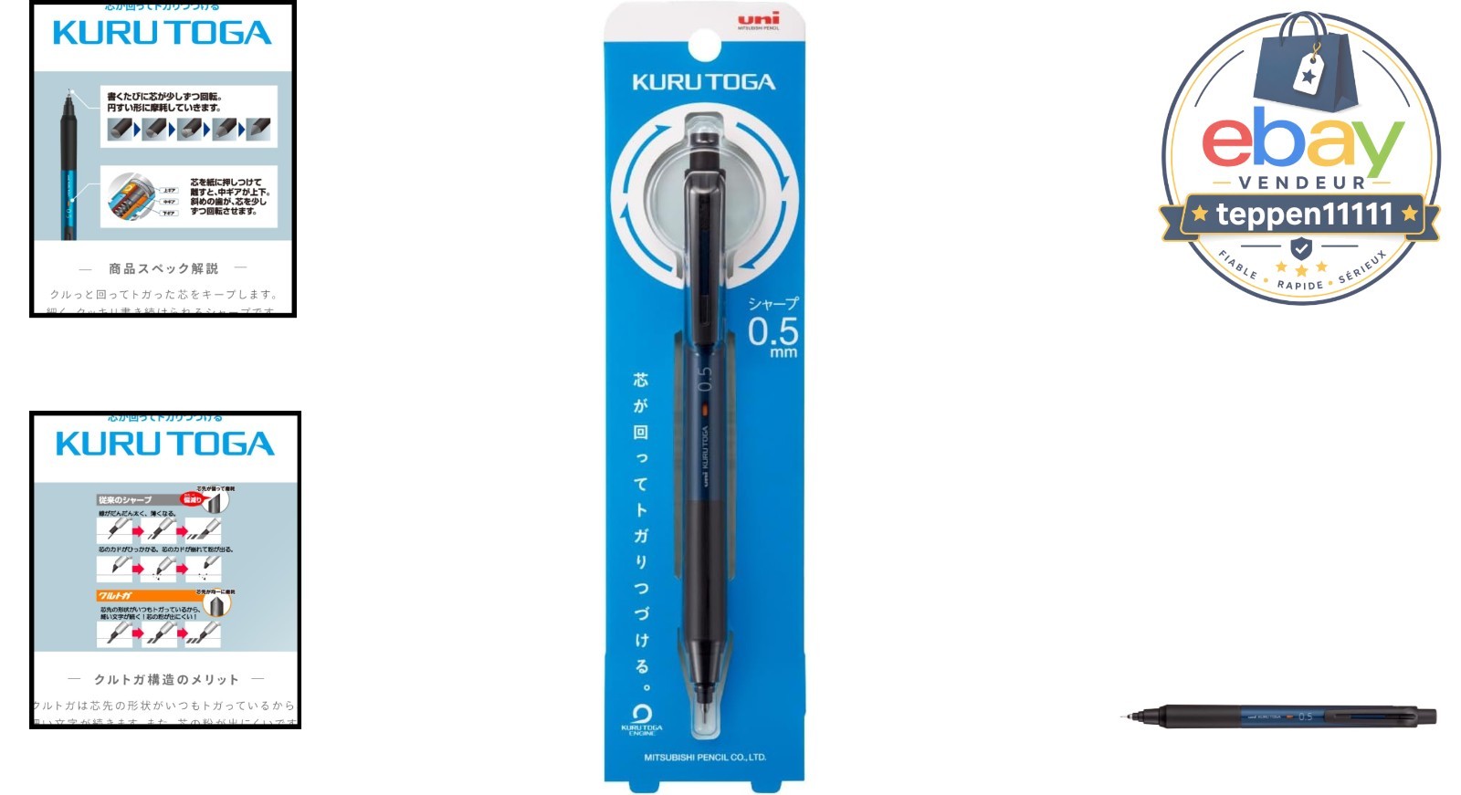 Mechanical Pencil 0.5mm Navy Kurutoga KS Sharp Writing Tool