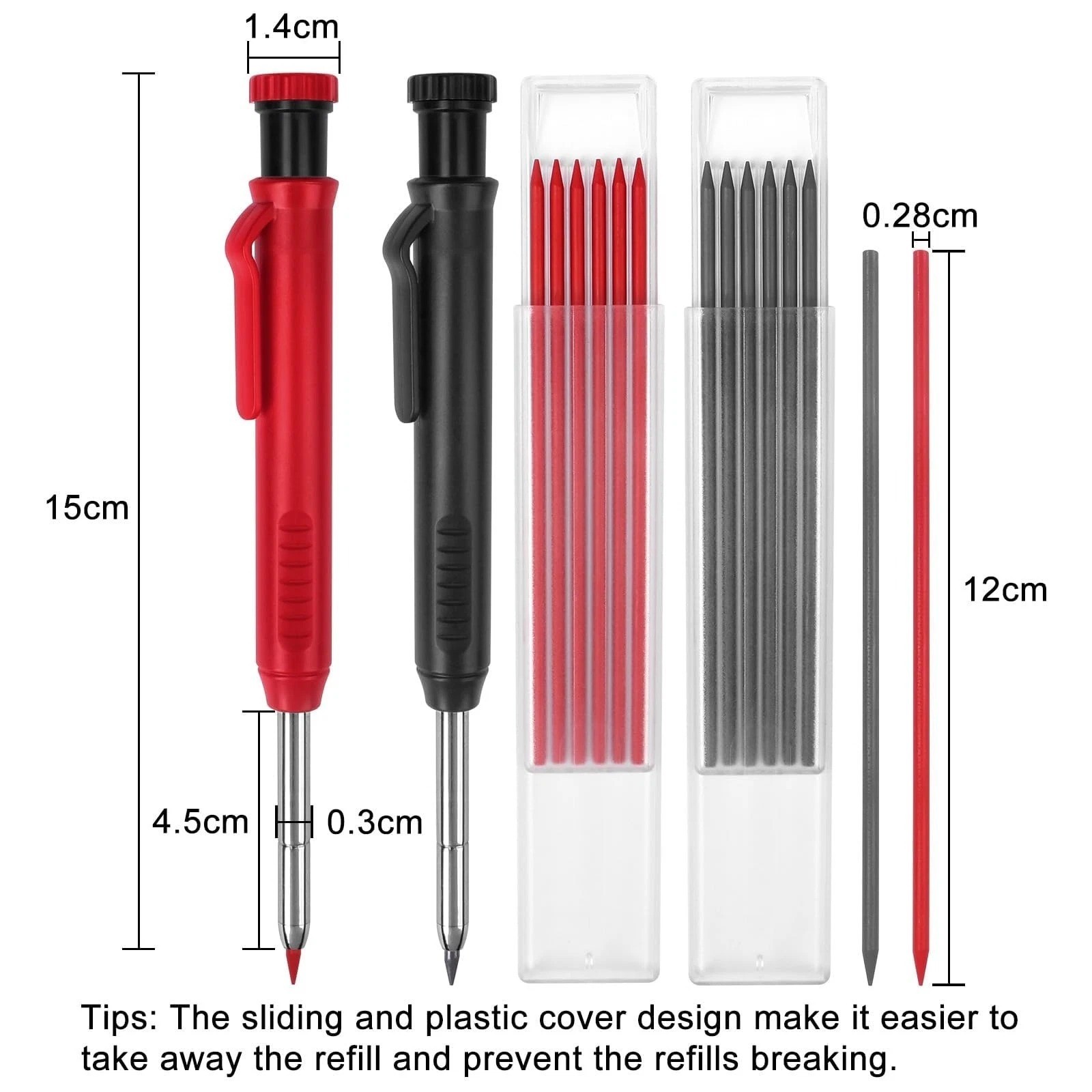 2 Pack Carpenter Pencils Mechanical Pencils with 12 Refills, Construction Pen…
