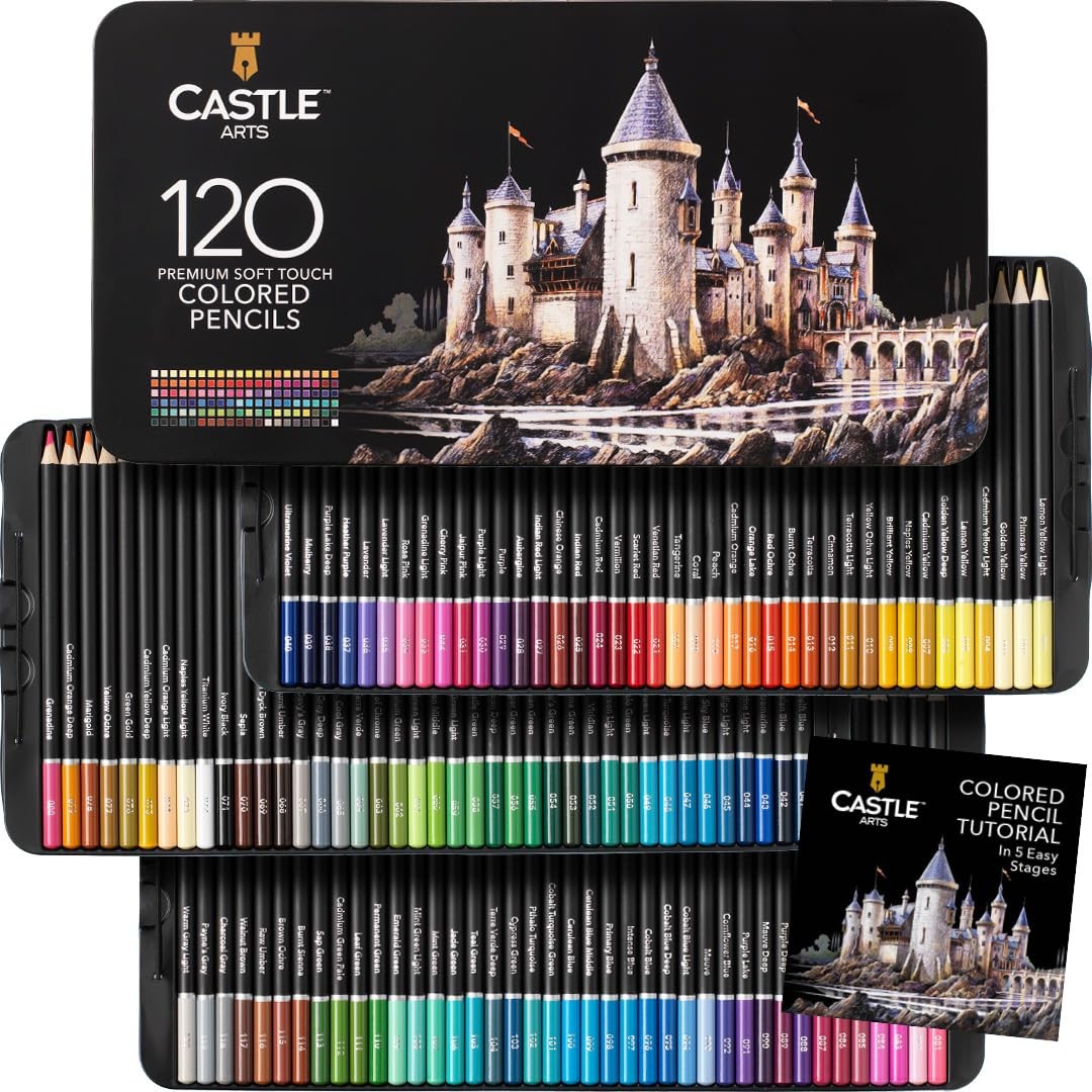 Castle Art Supplies Colored Pencils Set 1 Count (Pack of 120), Assorted Color