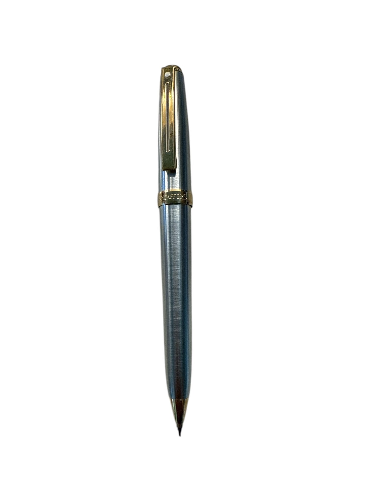SHEAFFER White Dot PRELUDE Brushed Steel Gold Trim Chrome 0.7 mm Pencil–USA