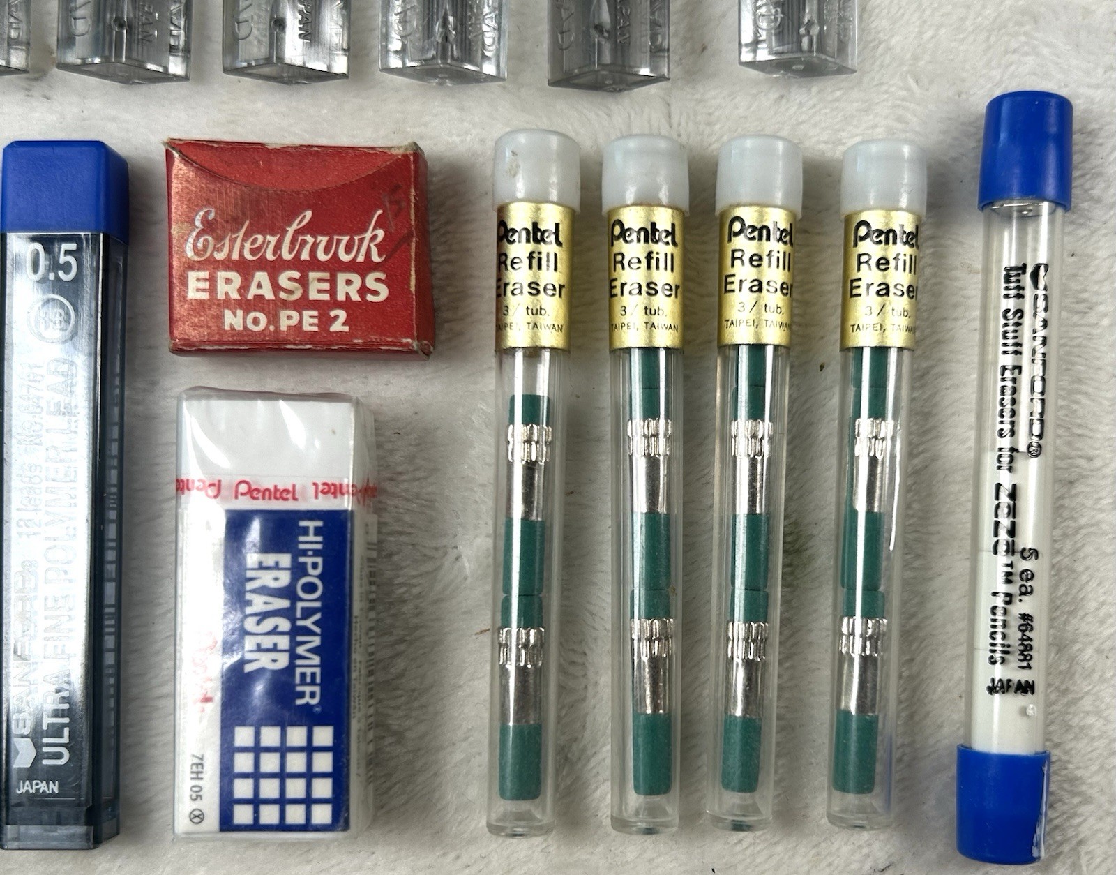 Vintage Pentel Lead Eraser Refills Lot .5 .7 Sanford Mechanical Pencil
