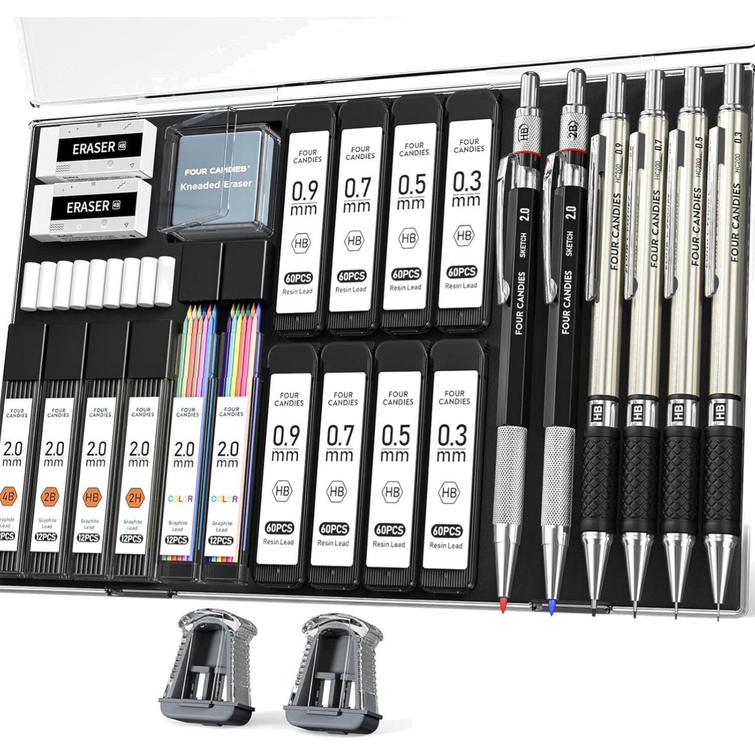 27PCS Mechanical Pencil Set with Case, Art supplies with Metal Pencil 0.3, 0….
