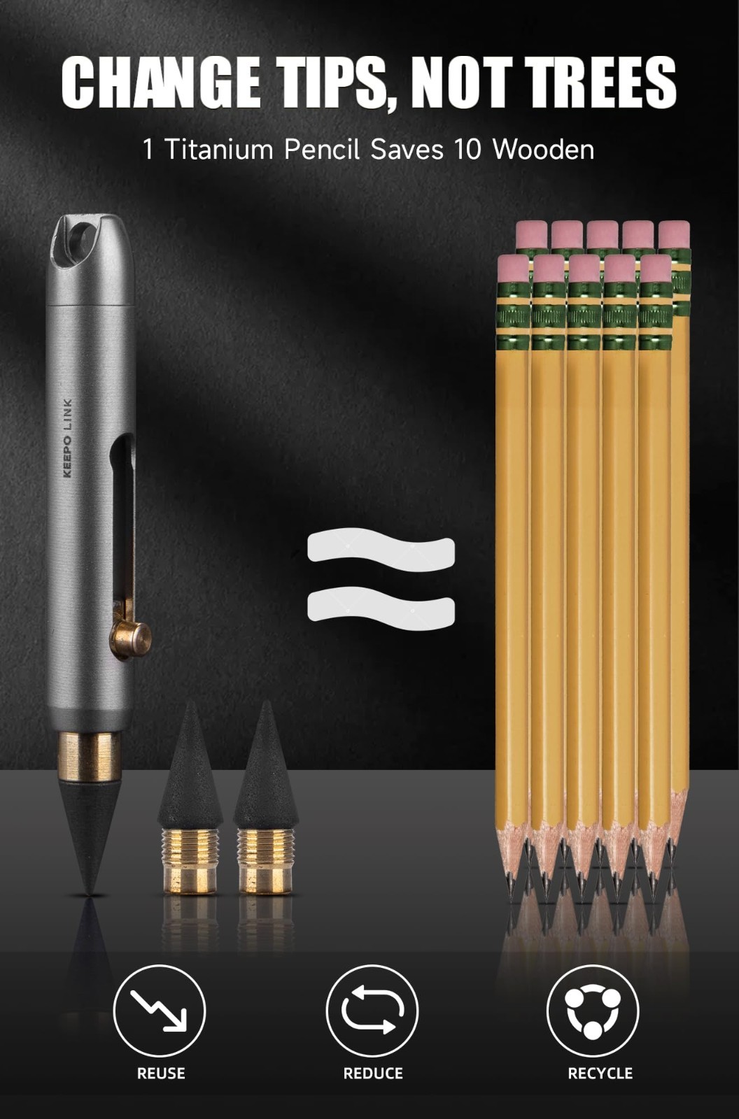 Mini Mechanical Pencil with Key Ring & 2 Extra Nibs – Titanium Keychain EDC Tool