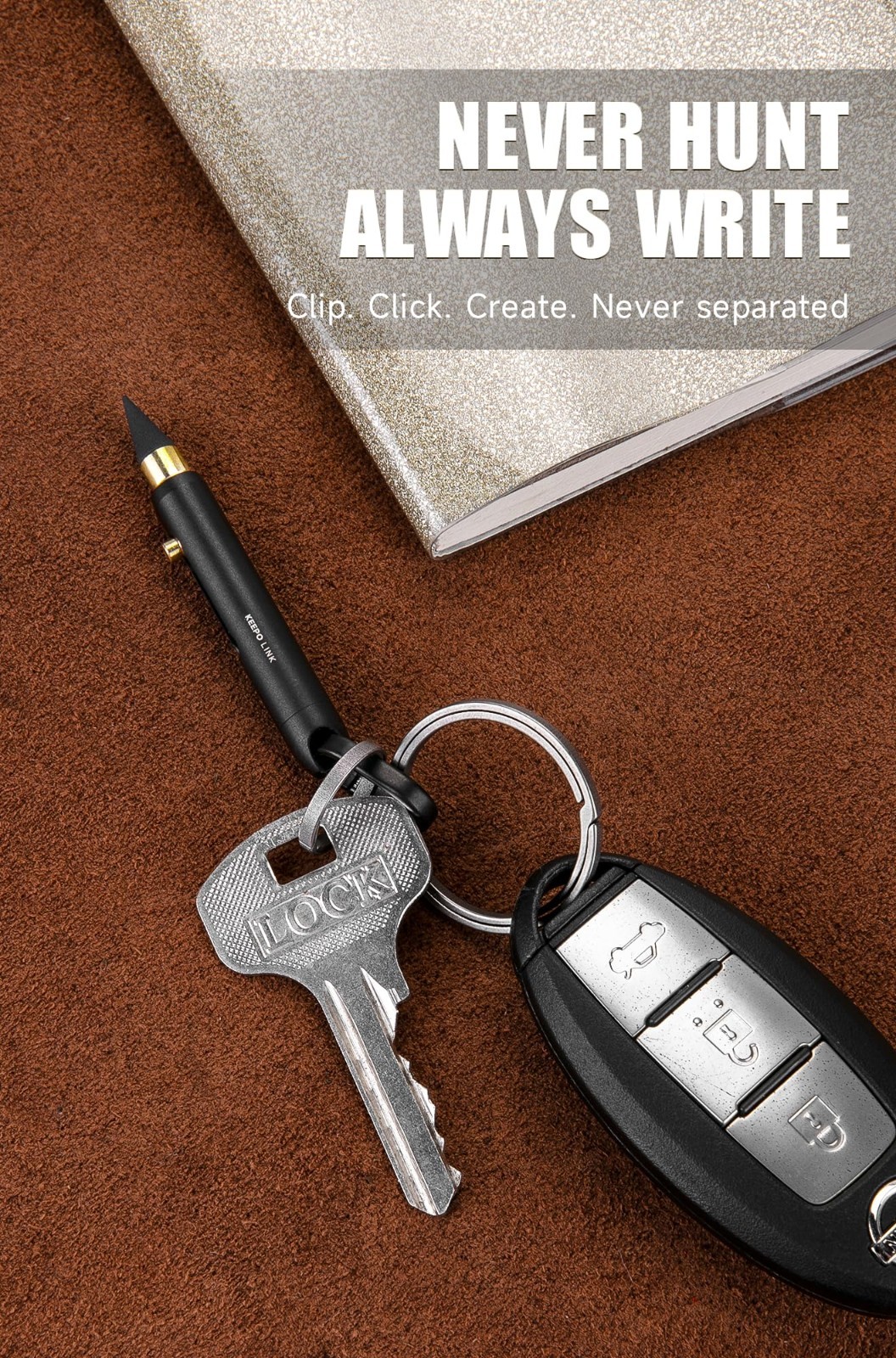 Mini Mechanical Pencil with Key Ring & 2 Extra Nibs – Titanium Keychain EDC Tool