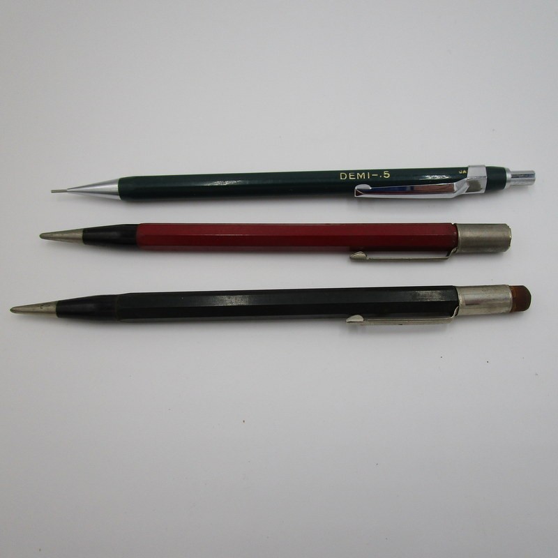 3 Vtg Drafting Mechanical Pencil and Large Lead Lot Autopoint Mitsubishi